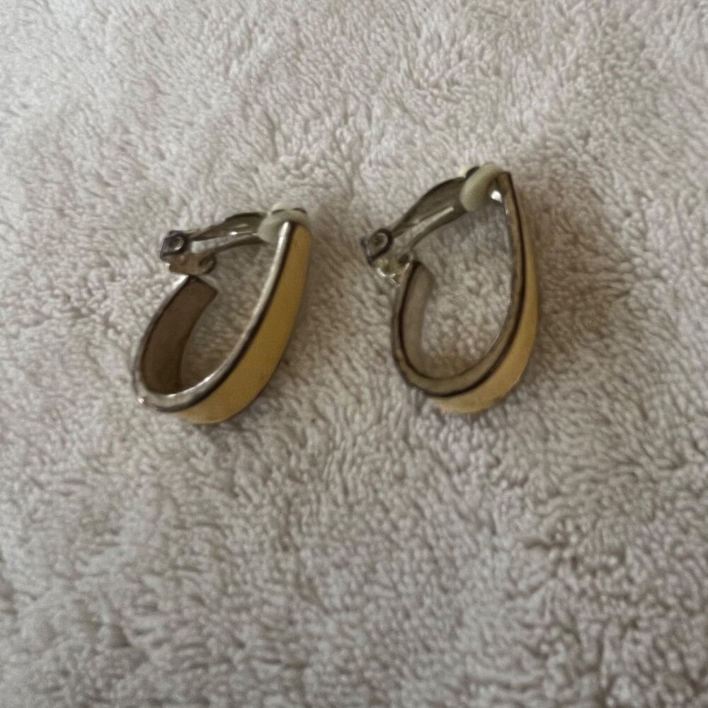 Two-Tone Teardrop Clip-On Earrings